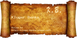 Kluger Benke névjegykártya